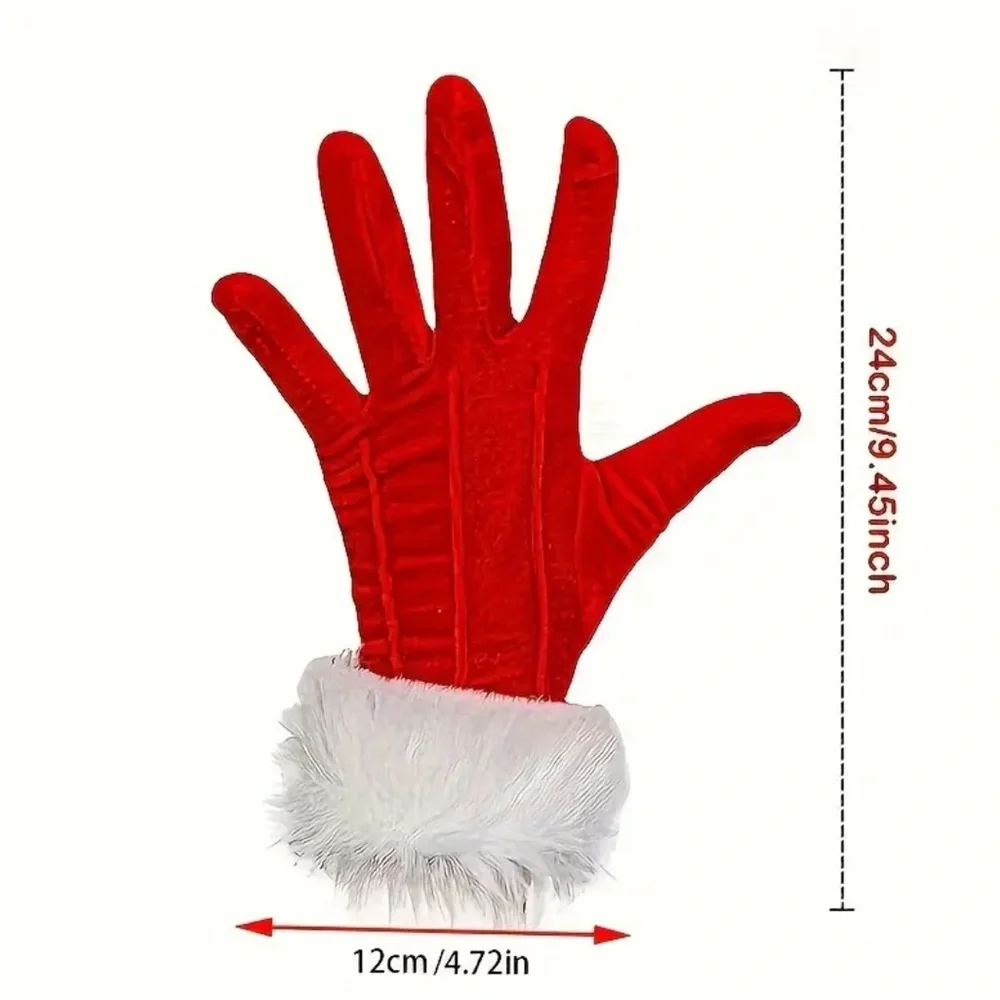 Gloves for Women, NEW, Red & White Color, Faux Fur